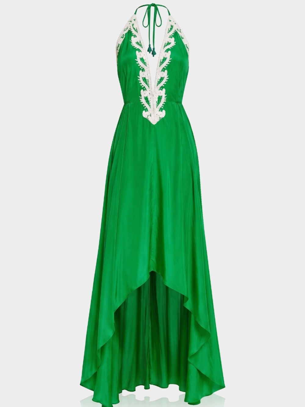 Designer Green Bridesmaid Halter High Low Dress White Convertible Open Back